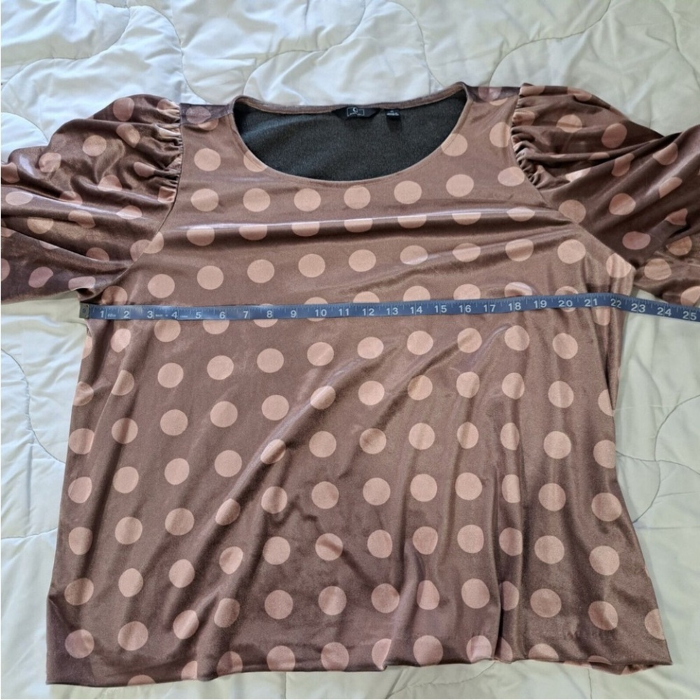 G by Giuliani, XL, Polka D Velvet Top - Mauve - Picture 7 of 8